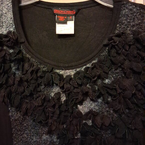 NWT Simon Chang Women's Black Gray Patchwork Floral Design Blouse 6 S - Picture 9 of 9